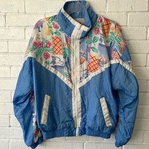 Active Exposu Windbreaker Jacket Sz M French Style Graphics Vintage Avant Garde